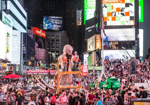 WAKE sculpture installation in Times Square